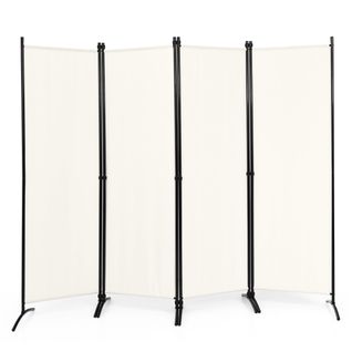 Paravent, Cloison De Séparation à 4 Panneaux Pliable 220x173cm Cadre En Fer Tissu En Fibre