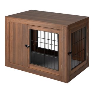 Cage Pour Chien Animaux Avec 2 Portes Verrouillables Coussin En Lin Industriel