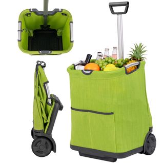 Chariot De Courses Pliable De 50l Chariot Utilitaire Portable Avec 3 Poches Poignée Rétractable