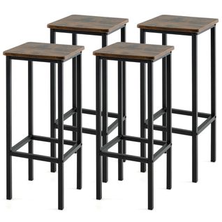 Lot De 4 Tabourets De Bar De 72 Cm De Haut Sans Dossier Avec Pieds En Métal Repose-pieds