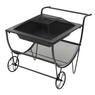 Range-bûches, Porte-bûches à Bois 3 En 1 Brasero Exterieur Avec Pare-etincelles 2 Roues Pratique