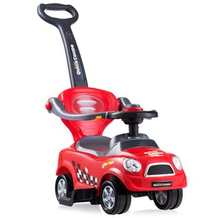 3 En 1 Porteur Enfants Voiture à Pousser Avec Garde-corps Volant Espace De Rangement Klaxon