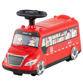 Voiture à Pousser Pour Enfants En Forme De Bus Scolaire Roues Universelles Bloc Anti-basculement