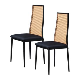 Lot De 2 Chaises De Salle à Manger En Rotin Rembourrées Sans Accoudoirs Avec Pieds En Métal, Nior