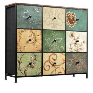 Meuble De Rangement 9 Tiroirs, Structure En Métal, Multicolore