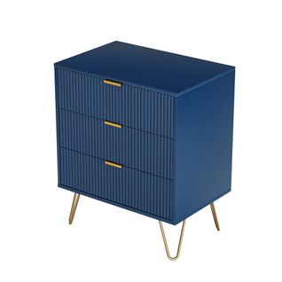 Commode Avec 3 Tiroirs, 60 X 40 X 70 Cm, Bleu
