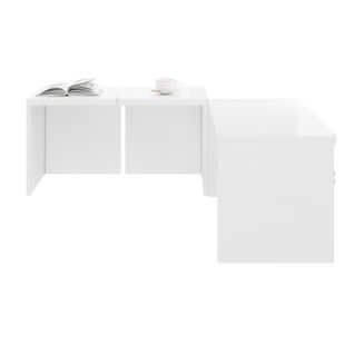 Tables De Salon Avec Plateaux Brillants, Tables Basses Librement Combinables, Blanc