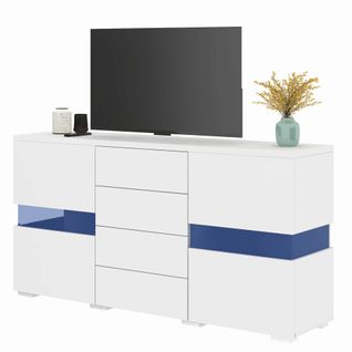 Buffet Blanc Avec LED 16 Couleurs