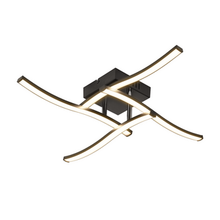 Plafonnier LED Design Vague Noir - 24w 3000k Blanc Chaud - Lampe Moderne Pour Salon Chambre Cuisine