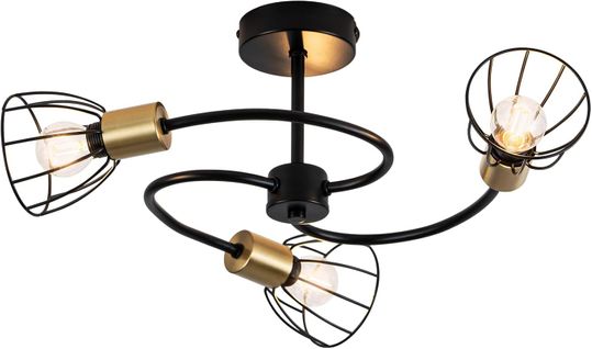 Plafonnier Noir Vintage En Métal, 3 Lumières E14, Style Industriel, Pour Salon, Cuisine, Couloir