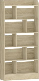 Bibliothèque, Étagère à 6 Niveaux, Présentoir, Pour Salon, Chambre, Bureau, Beige Chêne