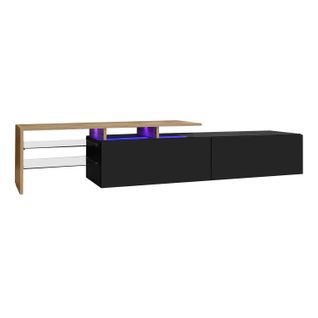 Meuble TV Moderne Avec 16 Couleurs LED,étagères En Verre Et Design Élégant,170cm,noir