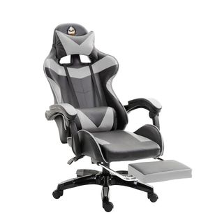 Fauteuil Gaming Ergonomique Avec Repose-pieds Et Accoudoirs Ajustables - Gris