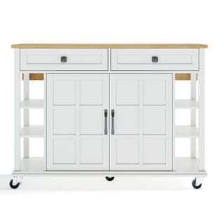 Desserte De Cuisine Multifonction 120×40/65 Cm, Plateau Rabattable, Tiroirs, Roulettes