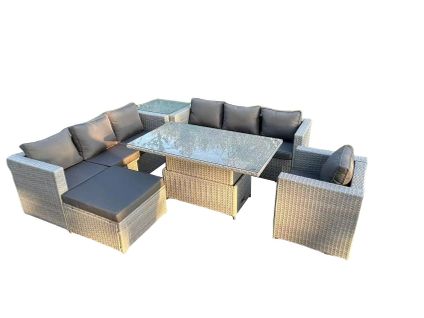 Salon De Jardin Exterieur Table à Manger Réglable En Hauteur Ave Canapé Fauteuil Table D'appoint