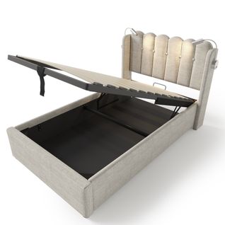 Lit Coffre Enfant 90x200 Cm, Lit 1 Place Avec Lampe De Lecture Et Prise USB, Lin, Coloris Naturel