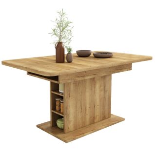 Table à Manger Extensible L110/130xl70xh75 Avec Espace De Rangement, Couleur Naturelle