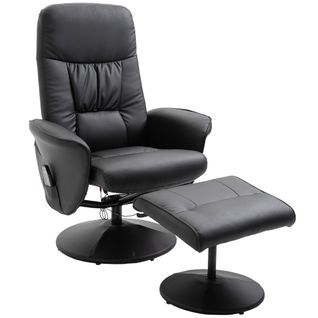 Fauteuil Relax TV Massant Avec Repose-pieds - Revêtement En Similicuir - Noir