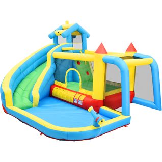 Château Gonflable Enfants (3-10 Ans) - Toboggan + Piscine + Filet De Football 364x315x239