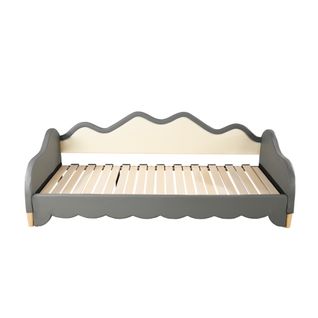 Lit Enfant 90x190/180x190 Cm, Lit De Repos Avec LED, Lit Multifonctionnel, Similicuir, Gris