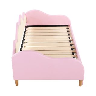 Lit Enfant 90x190/180x190 Cm, Lit De Repos Avec LED, Lit Multifonctionnel, Similicuir, Rose