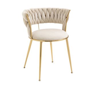 Lot de 2 Chaises pour cuisine et salon 57*55*70cm,  Un Design Ajouré, En Velours, Ivoire