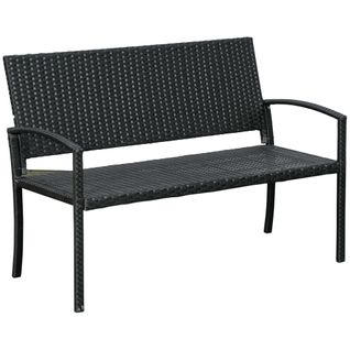 Banc De Jardin En Polyrotin 2 Places Pour Jardin Et Terrasse, 122 X 60 X 85 Cm , Noir
