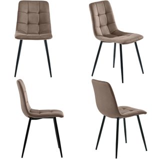 Chaises De Salle à Manger Modernes, Lot De 4, 44x46x86cm, Structure En Métal, Velours, Marron