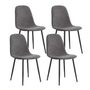 Chaises De Salle à Manger Vintage En Daim, Lot De 4, 50 X 45 X 88 Cm, Pieds En Acier, Gris