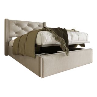 Lit Coffre Enfant 90x200 Cm, Lit Rembourré Avec Espace De Rangement, Gris Clair