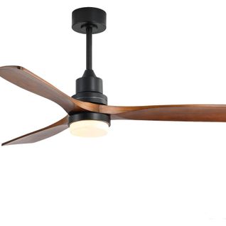 Ventilateur De Plafond Avec Lumière LED 52" (132 Cm), Moteur Dc, 6 Vitesses, Télécommande, Marron