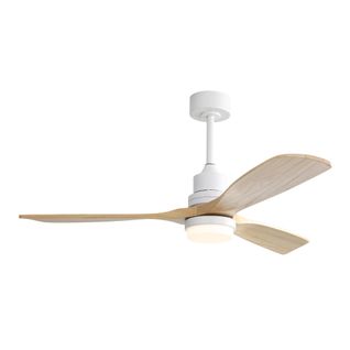 Ventilateur De Plafond 52" Dc(132 Cm) Avec Lumière LED, 3 Pales En Bois, 6 Vitesses, Télécommande