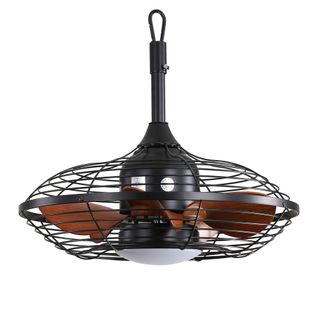 Ventilateur De Plafond 20" (50 Cm) Avec Éclairage LED, 5 Pales En Abs, Télécommande, Moteur Dc, Noir