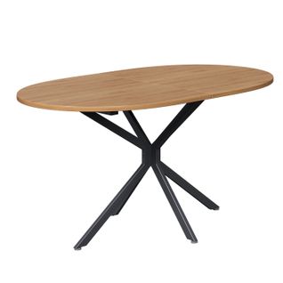 Table à Manger Ovale, Pour 4 à 6 Personnes, Pieds En Métal, Mdf, Naturel, 120×80×75,5 Cm