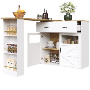 Table De Bar Extensible Noir, Table à Manger Rotative à 360°, Buffet De Cuisine