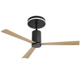 Ventilateur Plafond 52"moderne, LED 18 W, Avec Télécommande, 3 Pales En Abs, Noir+Bois