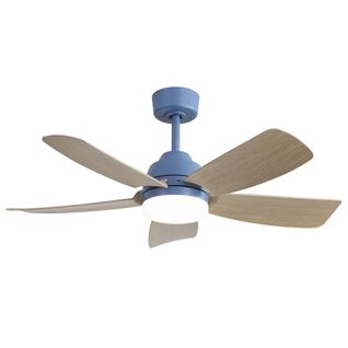Ventilateur Plafond 42",pouces Avec Éclairage LED Télécommande 5 Pales En Abs,lame En Bois Gris