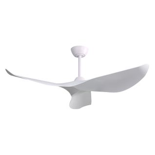 Ventilateur Plafond 52",avec Télécommande 6 Vitesses, 3 Lames Abs, Moteur Dc Réversible, Blanc