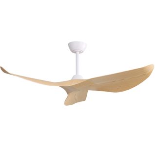 Ventilateur Plafond 52",télécommande à 6 Vitesses, 3 Pales Abs Sans Lumière Couleur Bois Clair