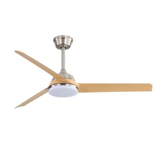 Ventilateur Plafond 52",avec Éclairage LED 22 W Et Télécommande, 3 Pales En Abs Couleur Bois Clair