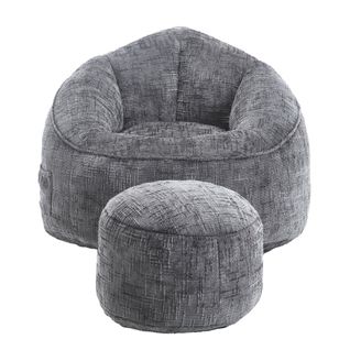 Fauteuil Poire 89 X 88 X 76 Cm, Canapé Poire En Mousse Haute Pression Avec Repose-pieds, Gris