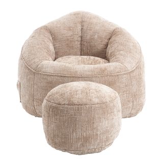 Fauteuil Poire 89 X 88 X 76 Cm, Canapé Poire En Mousse Haute Pression Avec Repose-pieds, Kaki