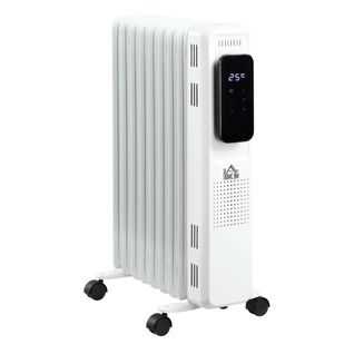 Chauffage Électrique Portable à Roulettes, 1830-2180 W, 3 Niveaux De Chaleur, Minuterie 24 H, Blanc