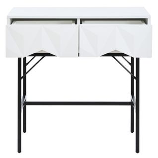 Table Console Avec 2 Tiroirs Blanc Et Noir 80x40x80cm