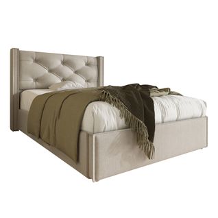 lit coffre Hydraulique Rembourré 90x200 cm, Cadre De Lit Avec Rangement, Coton, Gris Clair