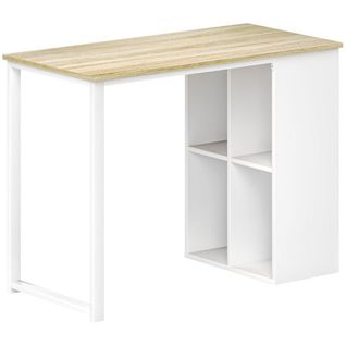 Bureau Droit Avec Rangements, Pour Bureau à Domicile, 100x54x75 Cm, Chêne