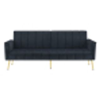 Canapé 2 Places, Canapé Droit Avec Pieds Auxiliaires, Dossier Rabattable, Velours, Noir