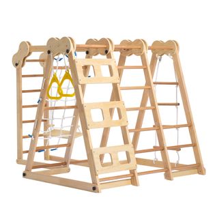 Toboggan 7 En 1 En Bois Avec Balançoire, Grimpe, Échelle, Jeux D'enfant Multifonction