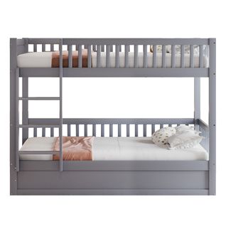 Lit Superposé 90x200 Cm, Lit Enfant Avec Bois Système De Rangement Hydraulique, Gris