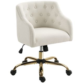 Fauteuil De Bureau Beige 54×52×81 Cm, Polyester